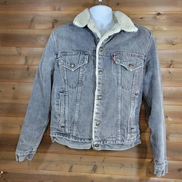 Vintage 90s Levi's Smog Gray Sherpa Trucker Jacket