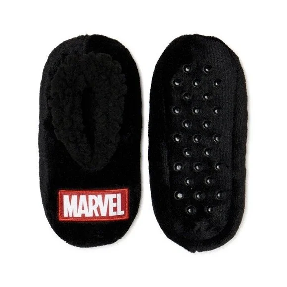 Fuzzy Babba Slipper Socks Kids Size‎ Small to Medium Black Marvel Non Slip NEW