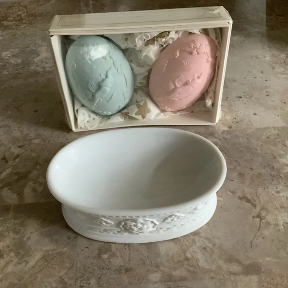 New French Milled Soaps With Avon Ceramic Soap Dish