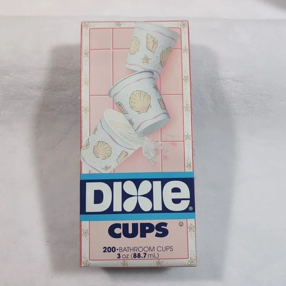 New Vtg Dixie Sea Shell Bathroom Cups 3 Oz 200 Count‎ Discontinued Pink NOS 1993