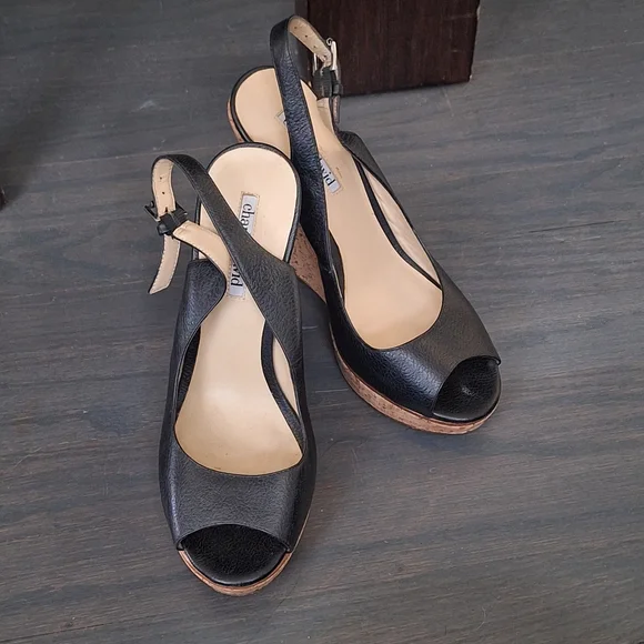 Charles By Charles David Black and Tan Wedge Shoes 8.5