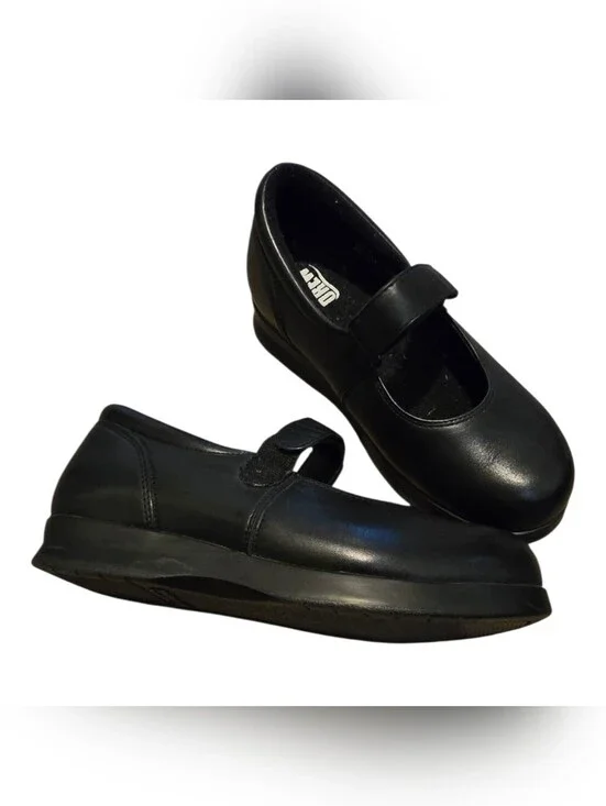 Drew Mary Jane Black Leather Orthopedic Comfort Shoes Women's 7.5 W Wide