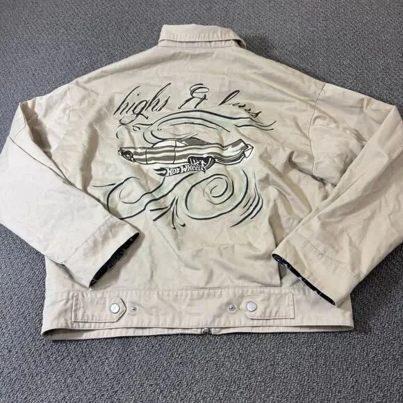 Rare Forever 21 Hot Wheels Jacket Mens Medium Zip Up Bandana Lined Car Graphic