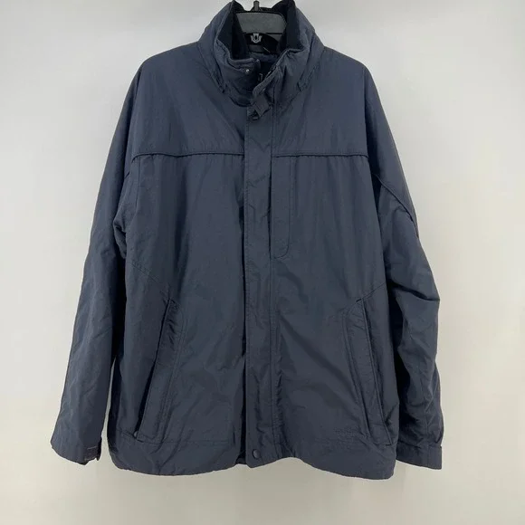 LL Bean Mens 3-in-1 System Jacket Navy Blue Fleece Liner Large 265905 with Hood
