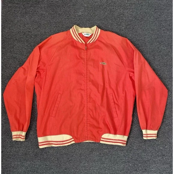 Vintage Sears Dragon Bomber Jacket Red Mens Size 3XL X-Tall Windbreaker Full Zip
