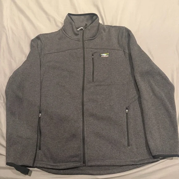 VTG LL BEAN Sweater Fleece Full Zip Jacket Slightly Fitted Gray Men’s Size Large