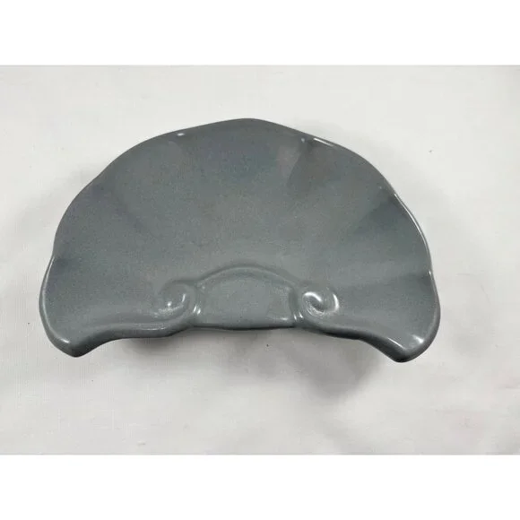 Gray Fan or Shell Shaped Ceramic over Cast Iron Soaph Dish