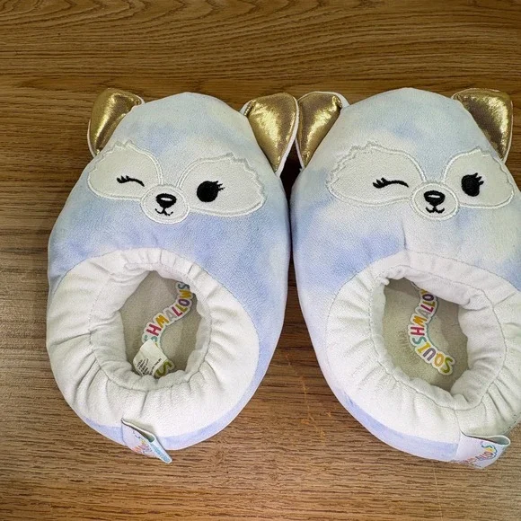 Squishmallows Kids‎ Slippers Blue White Fox Cloud Animal Size 13/1