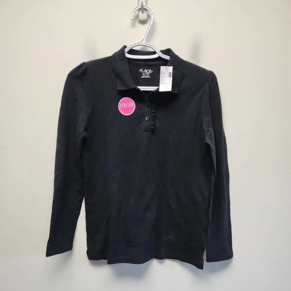 The Children's‎ Place Long Sleeve T-Shirt Henley Top Black Girl's Size XXL NEW