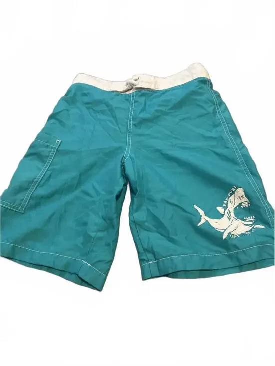 The Children's Place Boys Turquoise Swim Shorts Large 10/12 Shark Print