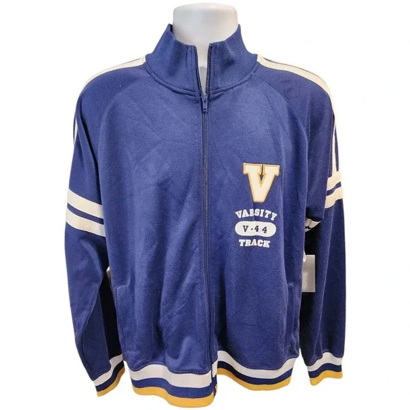 Jack Track & Field Mens Varsity Track Jacket Blue Ravine V-44 Large S06-8058‎