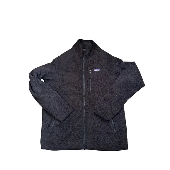 Patagonia Mens Retro Pile Fleece Jacket Black Full Zip 22801 Size Medium