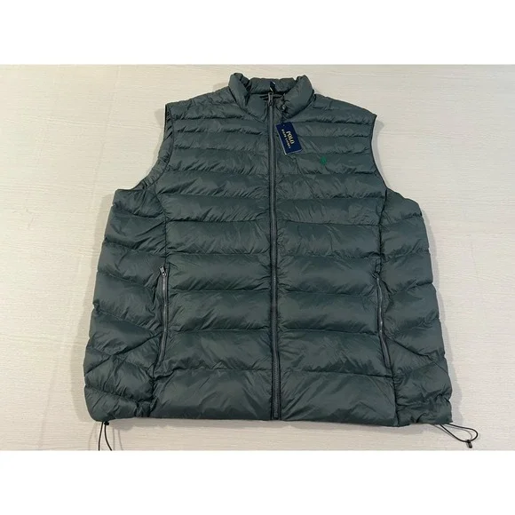 Polo Ralph Lauren Puffer Vest Down ‎ Grey 3XLT Pony Packable Pocket NWT