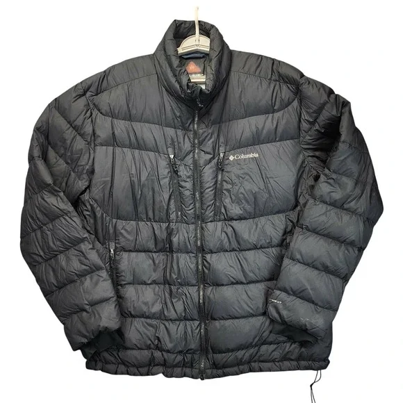 Columbia Mens XXL Puffer Jacket Black Omni-Heat Down Fill Omni-Shield‎ Insulated