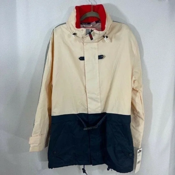DKNY‎ Classic Men's Beige Navy Colorblock Hooded Jacket Size Large NWT'S