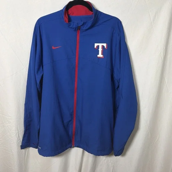 Nike Texas Rangers Dri-FIT Full Zip Jacket Blue Red MLB‎ Mens Large