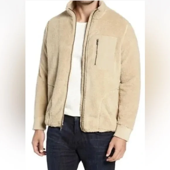 UGG Lucas Sand Sherpa Zip Up Jacket Fleece size Small