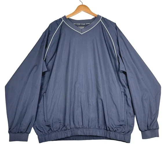 FootJoy‎ V Neck Golf Windbreaker Jacket Mens XL Navy Blue Polyester