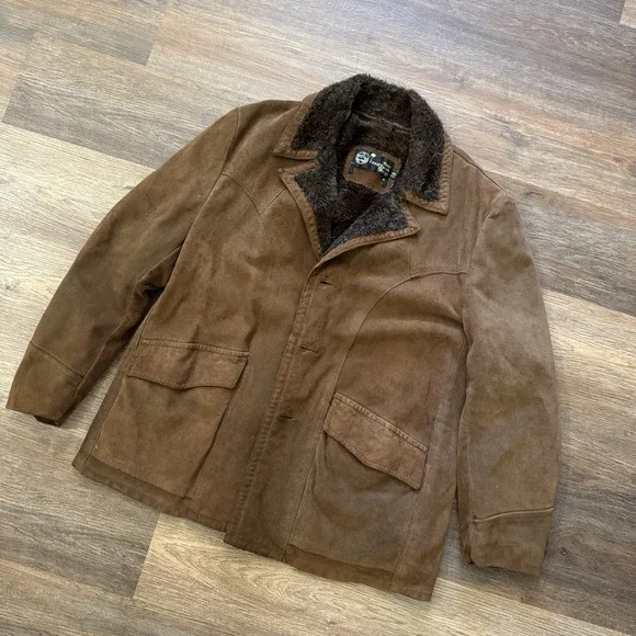 The Leather Shop Fur Lined Coat Sz 46 FAIR