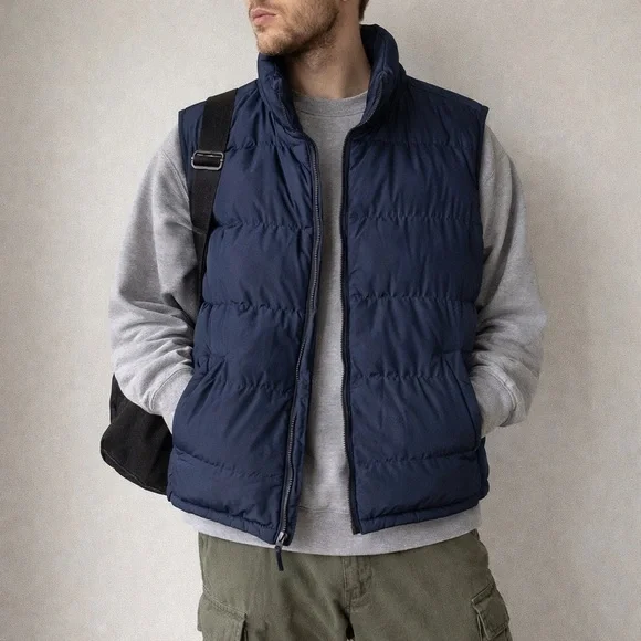 Saddlebred Puffer Vest XL Navy Zip Front Lightweight Quilted Outdoor