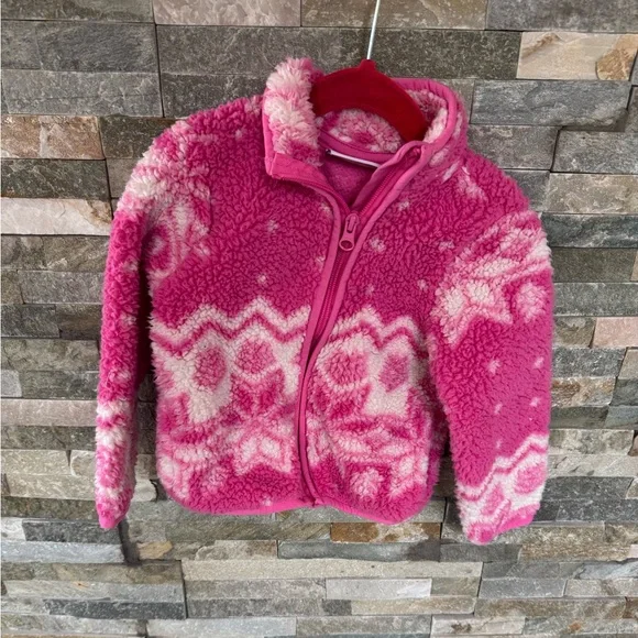 The Children's Place Pink and White fleece sweater