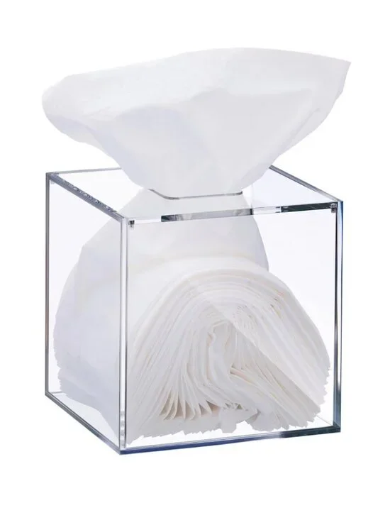 Clear Tissue Box, Acrylic Facial Tissue Box Holder Square Bathroom Tissue Holder