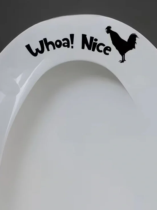 Funny 'Whoa! Nice' Rooster (C*ck) Toilet Seat Decal, NEW