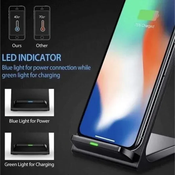2 Coils Fast QI Wireless Charger Charging Stand Dock NEW Samsung iPhone