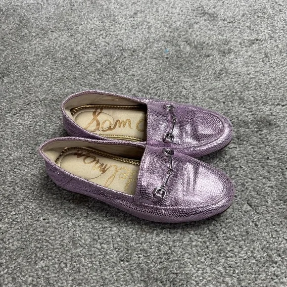 Sam Edelman Shoes Girls Size 13 Purple Metallic Loafer Horsebit Slip‎ On EU 31