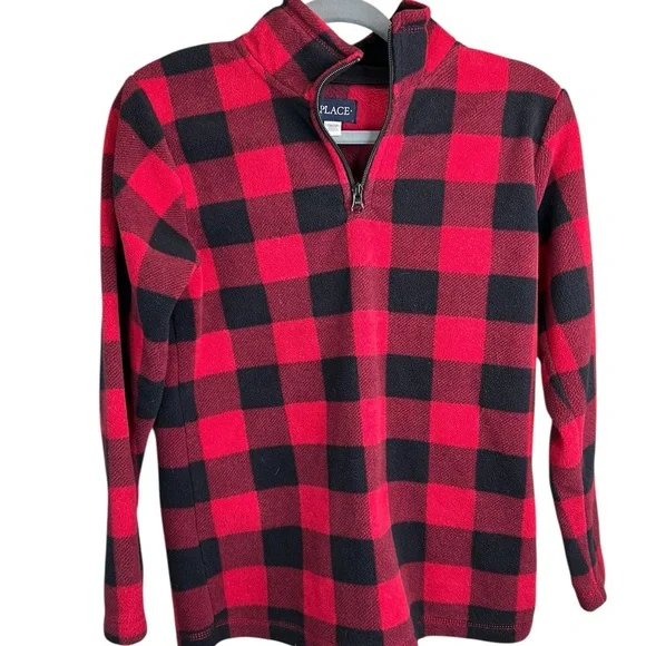 The Children's Place Red and Black Plaid Sweatshirt