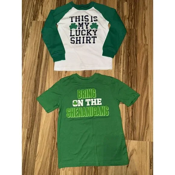 The Children's Place TCP St. Patrick's Day Tee Shirt T-shirt 6 6/7‎ Lot Of 2