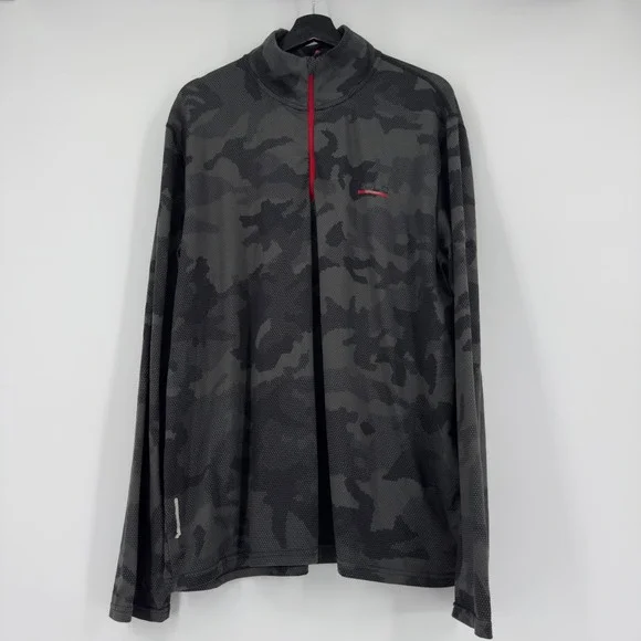 Polo Sport Ralph Lauren Mens XL Camo 1/4 Zip Performance Pullover Grey Black