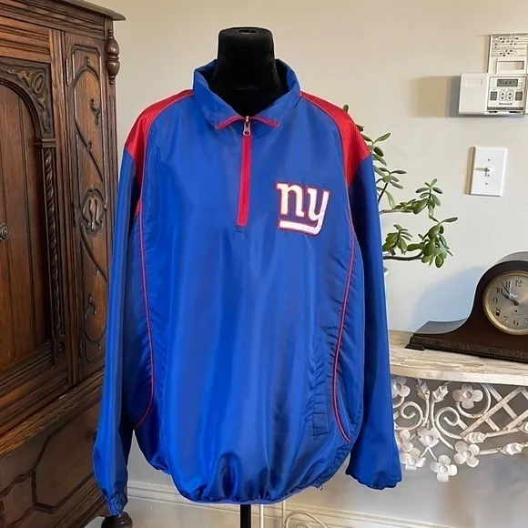 New York Giants Mens Embroidered 1/4 Zip Pullover Windbreaker‎ Jacket