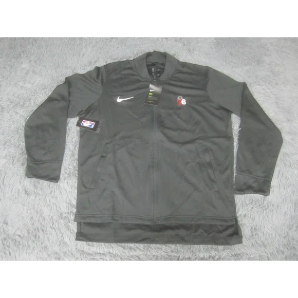 Philadelphia 76ers Jacket Mens Large Gray NBA Basketball Warm-Up NWT Nike DriFit