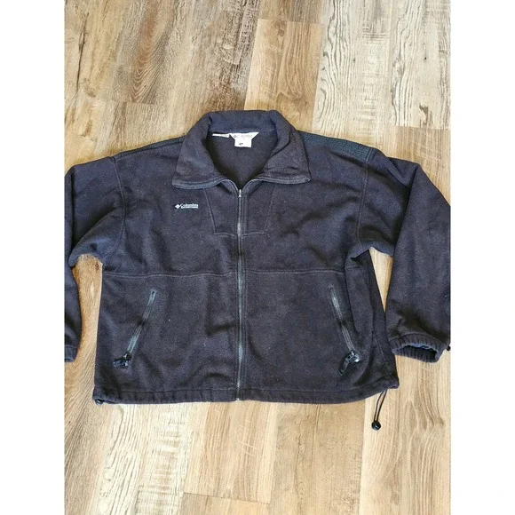 Columbia Mens Full Zip Fleece Jacket Black XL Outdoor Hiking Layering Coat