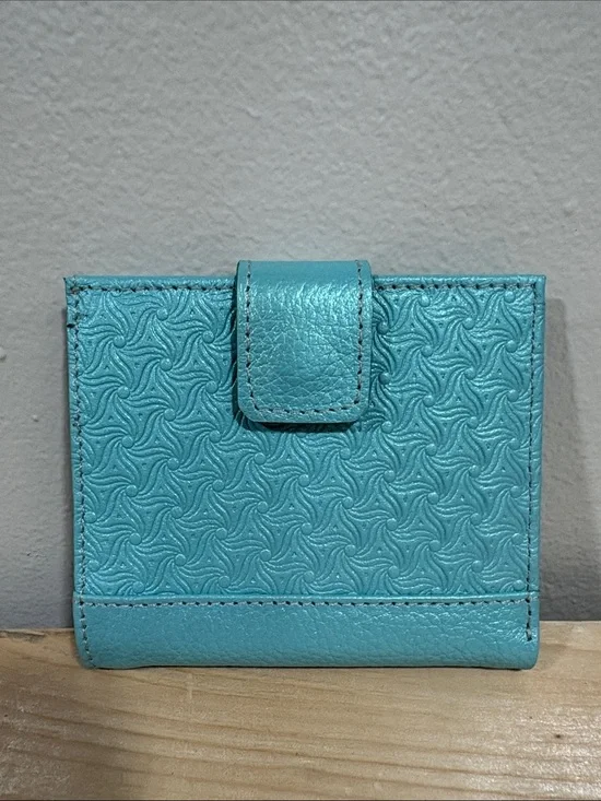 Turquoise Embossed Leather Wallet - Unbranded