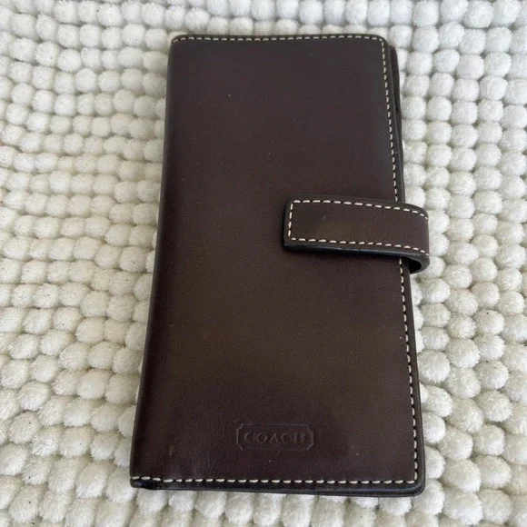 Authentic Coach Womens Leather Snap Closure Bi Fold Cardholder‎ Wallet Brown