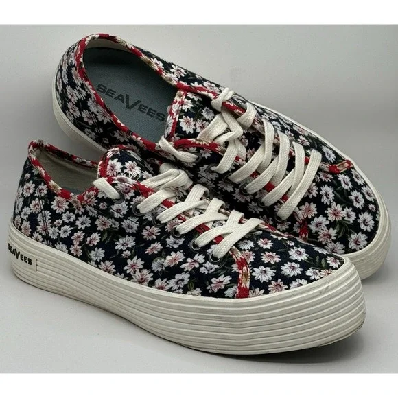 SeaVees Monterey Daisy Patchwork Women Sz 7.5‎ Platform Cottage Core Boho