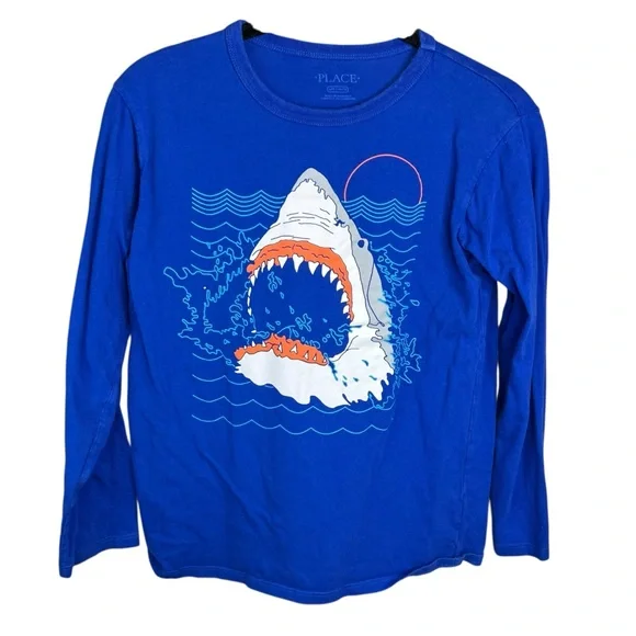 The Children's Place Blue Shark Bite Long Sleeve Tee