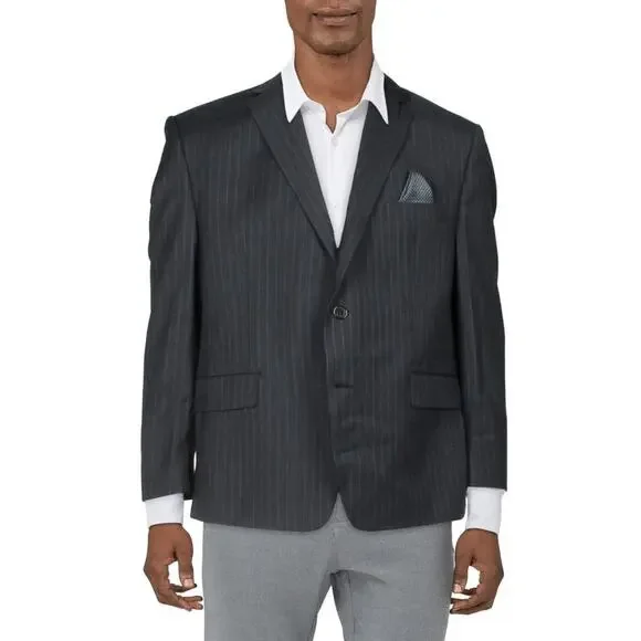 $699 NWT RALPH LAUREN ULTRAFLEX PINSTRIPE BLACK‎ SUIT JACKET MEN’S 46R