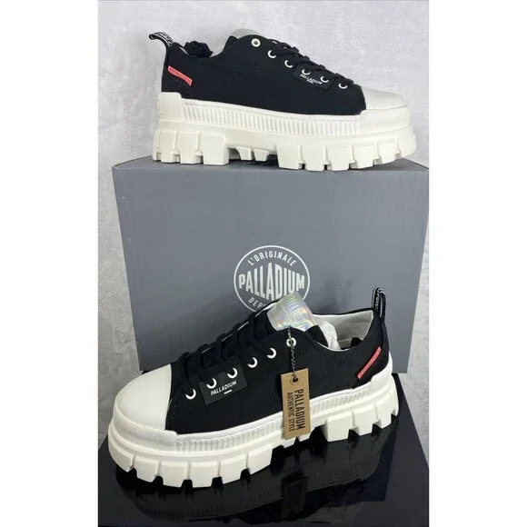 Palladium Women's Revolt Lo TX Shoe Platform Black Marshmallow Size 10 NEW