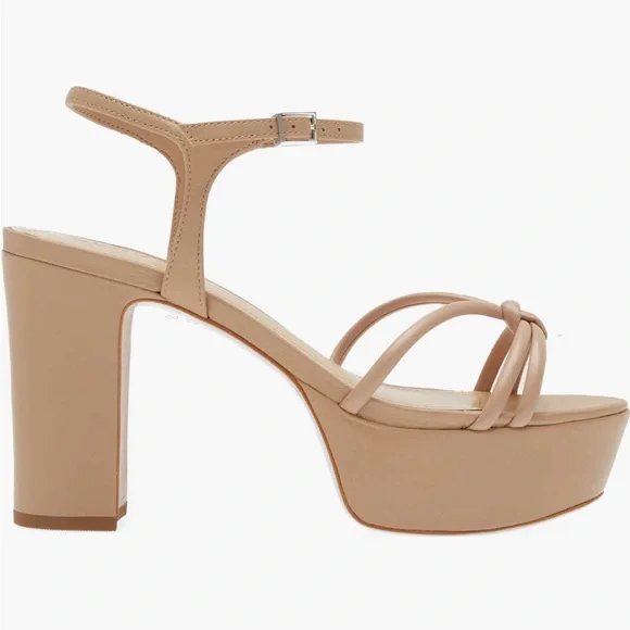 New! Schutz‎ Kelsie Platform Sandal Heel Women Shoe True Beige Leather Size 11