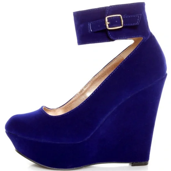 🎓Qupid Royal Blue Platform Heels