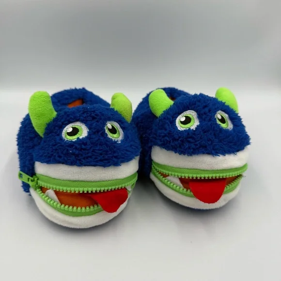Blue and Green Monster Slippers Wonder Nation Size 9-10‎