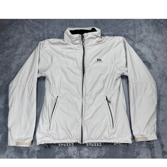 Helly Hansen Mens Medium Full Zip Lightweight Windbreaker Jacket Gray RN 73983