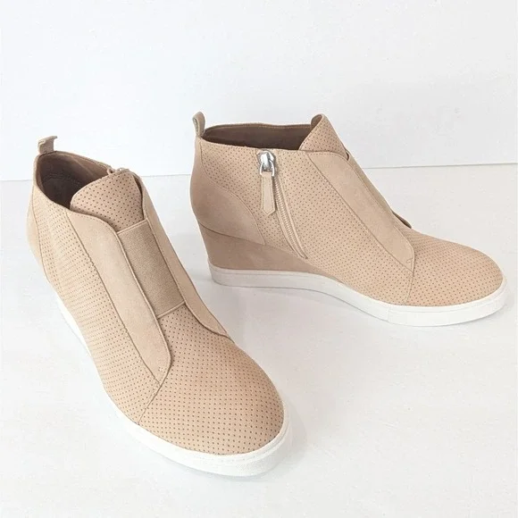 Linea Paolo FELICIA SUEDE Platform Wedge Sneaker Size‎ 8.5 Blush Side Zip Bootie