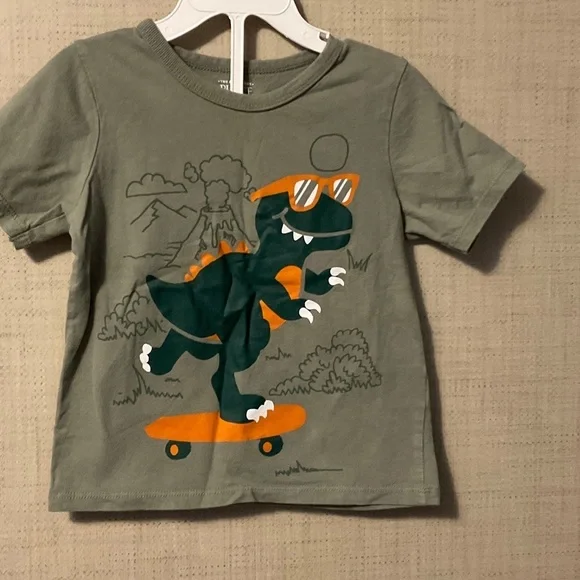 The Children's Place Dino Skate Tee - Olive and Orange
