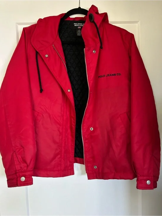 Vintage Polo by Ralph Lauren Red Hooded Windbreaker Jacket