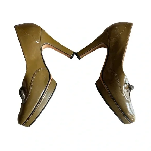 REPETTO Taupe Patent Leather Classic Platform Shoes Size 35/5