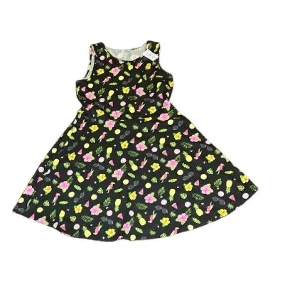 The Children’s Place Floral Dress Black with Pink/Yellow Accents XXL(16) NWT